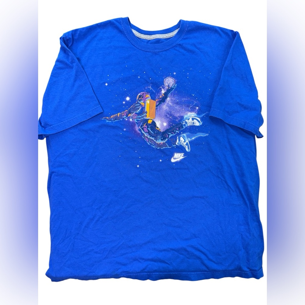 Nike Astronaut Dunk Men's XXL Blue Rare Graphic T-Shirt Space Jam AF1